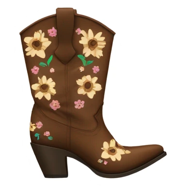 Brown floral cowgirl boots with sniped toe sticker