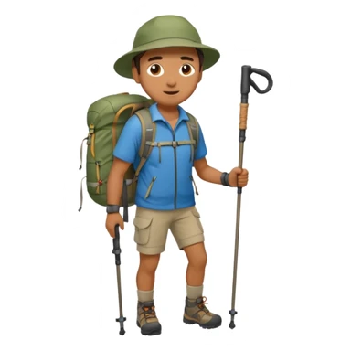 A man wearing hiking clothes and carrying trekking poles. sticker