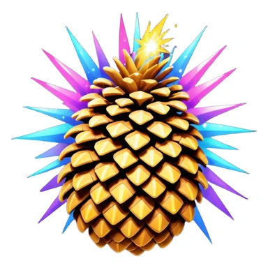 Psychedelic pine cone exploding sparkles sticker
