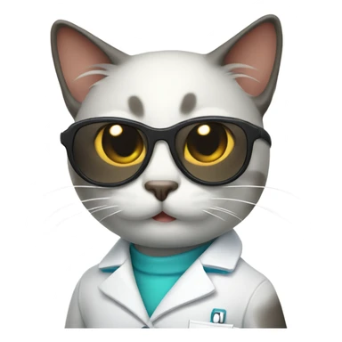 smiling doctor cat wearing black sunglasses sticker