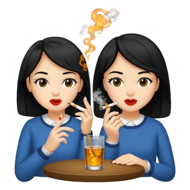 2 girls 1 smoking and 1 drinking black hair  sticker