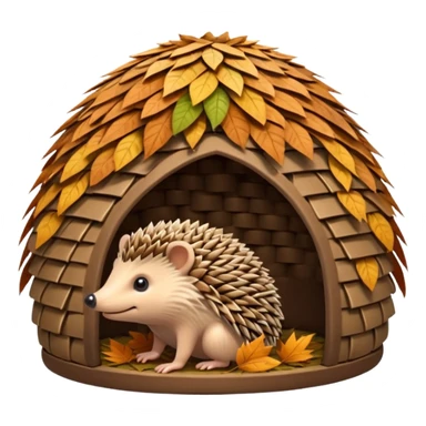 Hedgehog hut made of leaves sticker