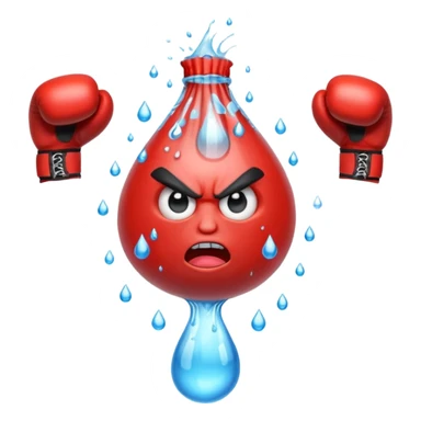 Gota de agua con cara de enfado y unos guantes de boxeo, que tenga brazos y piernas musculados sticker