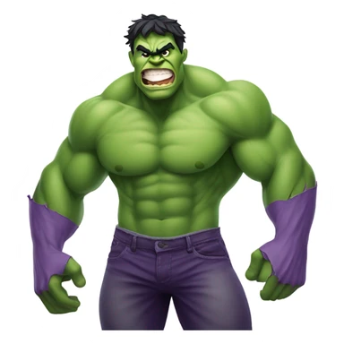Animated Gif of a smily face emoji depicting the Incredible Hulk sticker