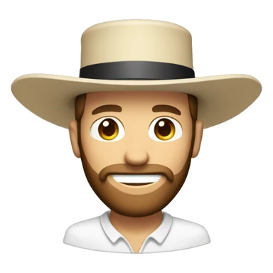 Amish man white with brown straw hat building a building with beard smiling half body sticker