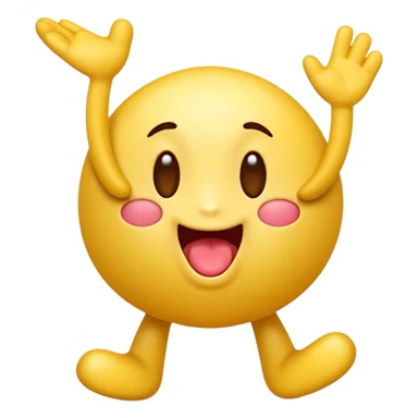 A playful yellow emoji character in official Apple iOS emoji style: smooth gradients, glossy lighting, rounded soft edges, simple facial features, high-resolution 3D-rendered look. The emoji is holding a raised leg and making a silly tongue-out expression. Transparent background. sticker