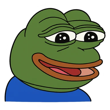 Remove the background, keep only Pepe the Frog smiling with no background, transparent background. sticker