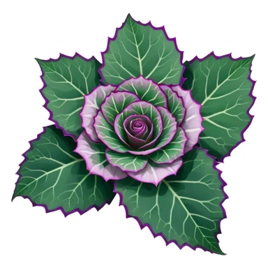 Close-up of Begonia Rex leaf center showing spiral growth pattern, dark green leaf with purple edges and white spots sticker
