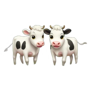 Three cute cows on green field sticker