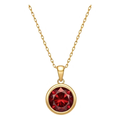 red garnet pendant with a shimmering aura of magic and strength, on a gold chain sticker
