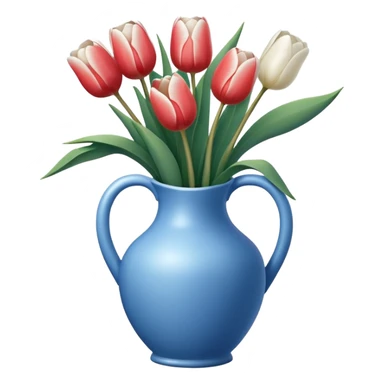White tulips Flowers in a blue vase sticker