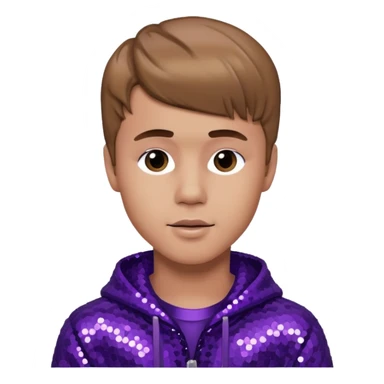 Justin Bieber with light brown hair, dark purple sequin outfit sticker