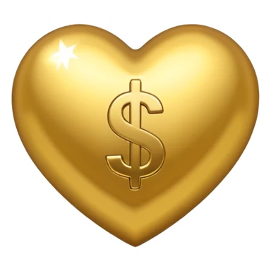 A golden heart with a dollars pattern around it sticker