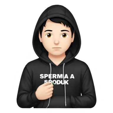 chce by to byla taka emotka 🙍‍♂️
chlopaka z czarnymi losami i czarna bluza z biaty.m
napisem "sperma na srodku" i zeby od boku byla czyjas inna reka ciagnaca za sznurek od
kaptura od bluzy tej pierwszej osobyl sticker
