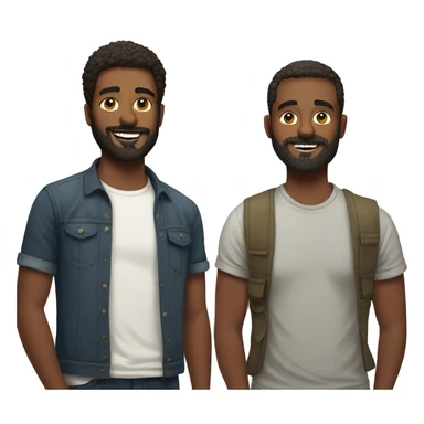 casual portrait of two friends add beard to men sticker