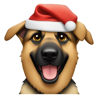 German shepherd wearing a Santa hat sticker