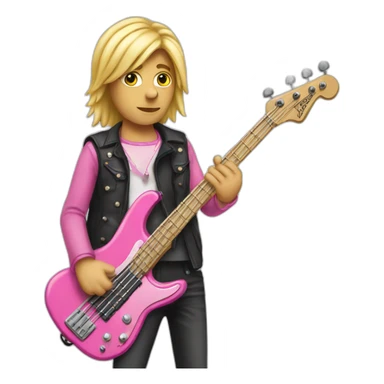 long blond-Bassguitar-player-pink sticker
