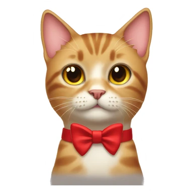Rare Cat wearing red bow collar sticker