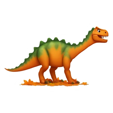 dinosaur with orange leaves on the ground sticker