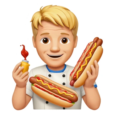 gordon ramsay hold a hotdog, happy smile sticker