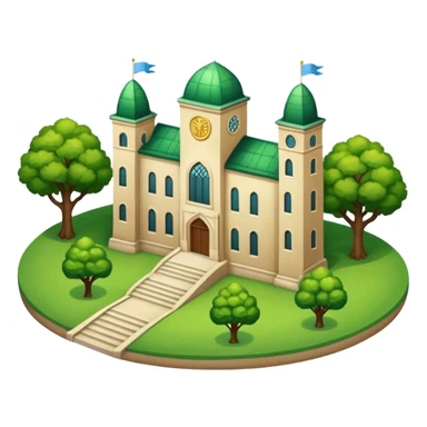 paisaje verde con una universidad sticker