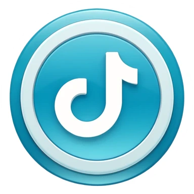 Modern emoji-style TikTok verified icon: cyan-blue circular badge, bold white checkmark, smooth gradient, soft glossy highlights, subtle shine, thick white border, minimalist flat + semi-3D style, smooth edges, high contrast, transparent PNG, high quality, sharp. sticker