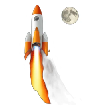 Space rocket coming out of a volcano with a moon sticker