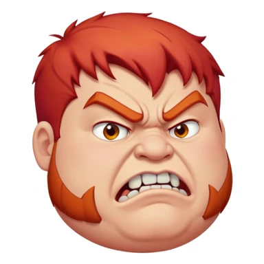 chubby young angry man in profile view with red hair and sharp fangs sticker