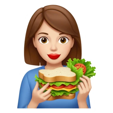 brown hair white women eating a sandwich sticker