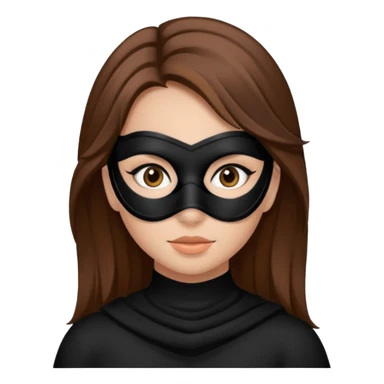girl brown hair and black mask sticker