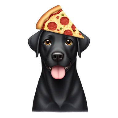 Black Labrador with pizza sticker