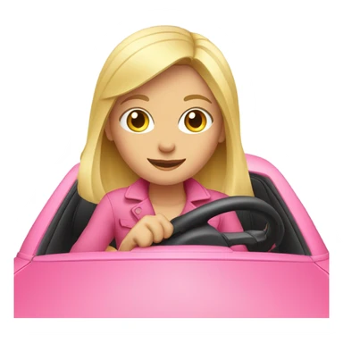 Blonde girl driving pink car  sticker