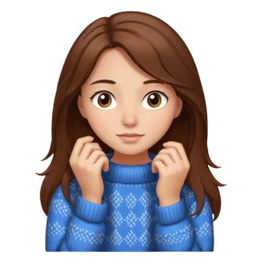 Cozy girl with long brown hair and brown eyes sticker