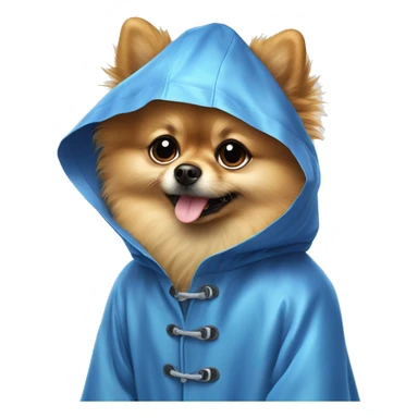 Pomeranian boo dog in raincoat sticker