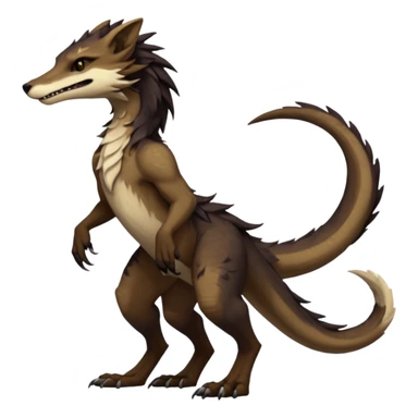 Brown and beige badass elegant wild beautiful natural cute badass epic exotic anthro modern furry 2-legged sergal-vernid-creature, full body, dark-brown-black-gradient pretty hair, with a long tufted tail, aesthetic, art by LiLaiRa, art by art by Falvie sticker