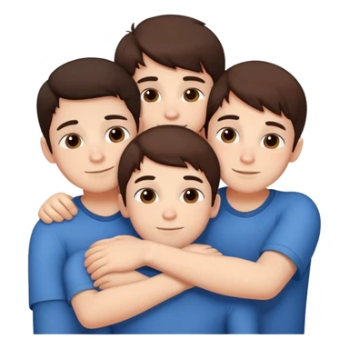 Three cute young brunette brothers hugging each other sticker