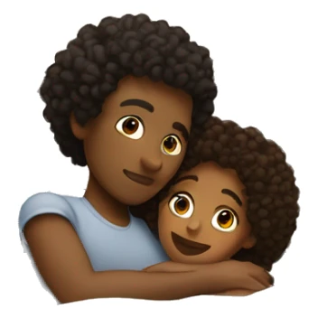 Young Black woman with curly hair, cuddling with a tan man in bed sticker