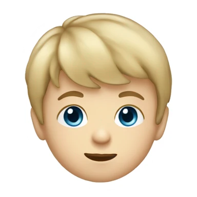 Caucasian little boy with blue eyes and dirty blonde hair with bangs picking his nose sticker
