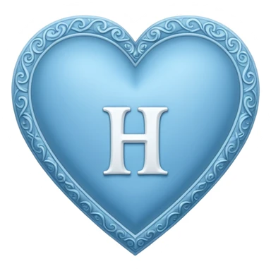 Can you make a baby blue heart with a white letter in the middle in a gothic style, the letter is H sticker