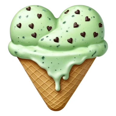 Mint chip ice cream heart shape sticker