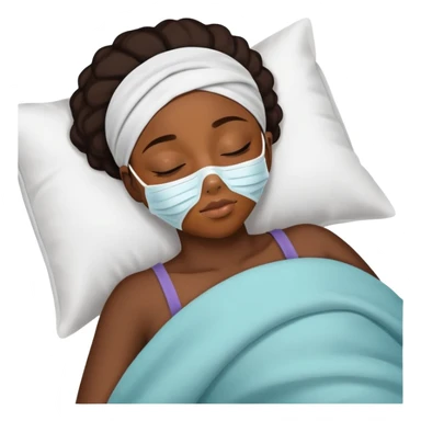 black girl taking a nap with a face mask sticker