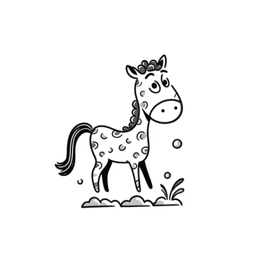 A whimsical horse made of interconnected bubbles and water splashes, looking playful sticker