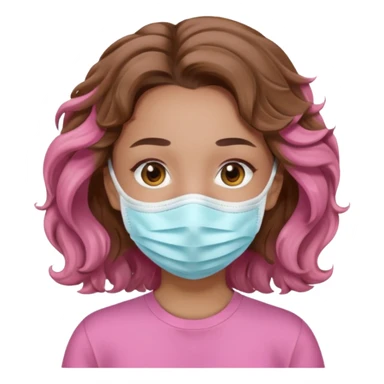 lightskin girl having a spa day with mask and pink shirt and brown wavy hair  sticker