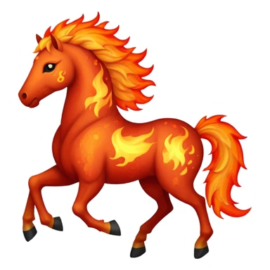 A fast-running fire horse made of embers, magma, and visible lava, with burning mane and ash particles sticker