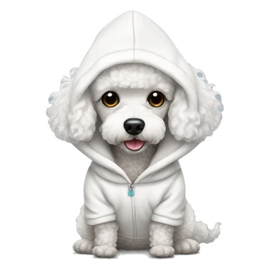 Mini white poodle wearing hoodie sticker