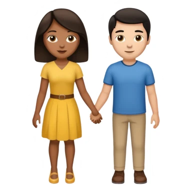 tan skin black haired woman holding hands with brown hair white man they are both adults sticker