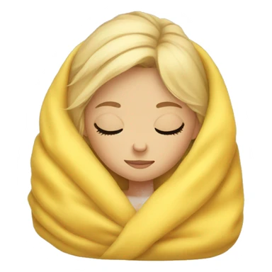 blonde girl sleeping in yellow blanket  sticker