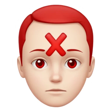 Forhead with a red small "x" symbol in the center sticker