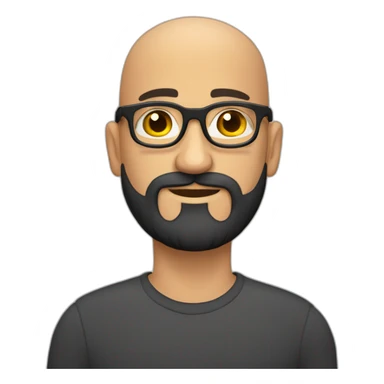 bald headed spanish guy chubby face full black beard and frameless round glasses sticker