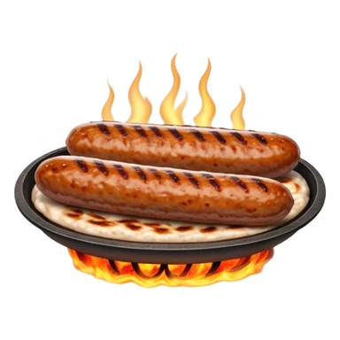 Cinematic Realistic Cevapi Dish Emoji, depicted as small, grilled minced meat sausages with a charred exterior rendered with lifelike textures and warm, savory lighting. sticker